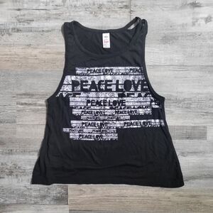 Zumba Fitness Black Tank with White Peace Love Graphic
